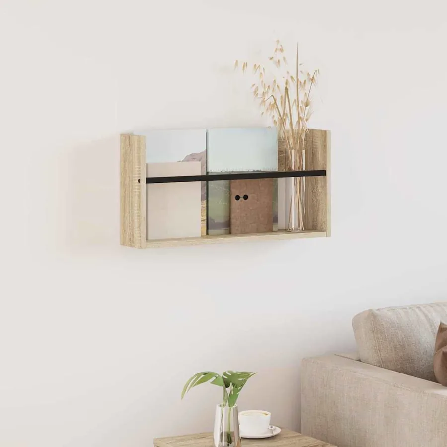 Étagère à magazines avec étagère Chêne Sonoma 60 x 12 x 30 cm