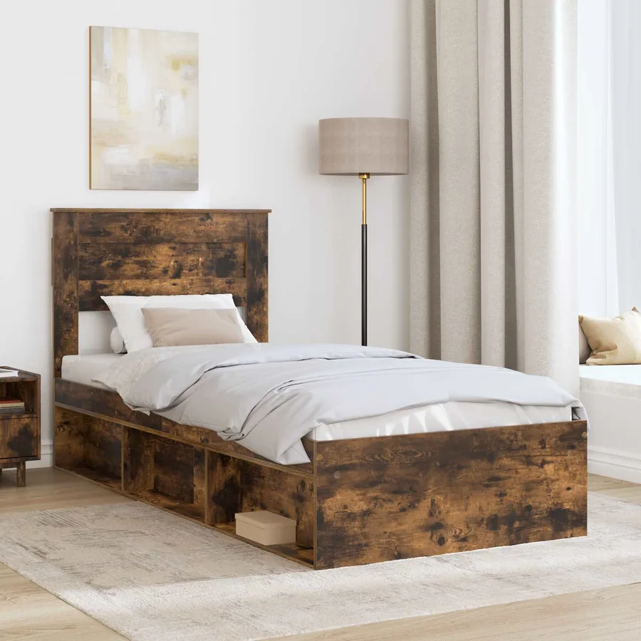 Cadre de lit Chêne fumé 90 x 200 cm Bois de pin massif - 3