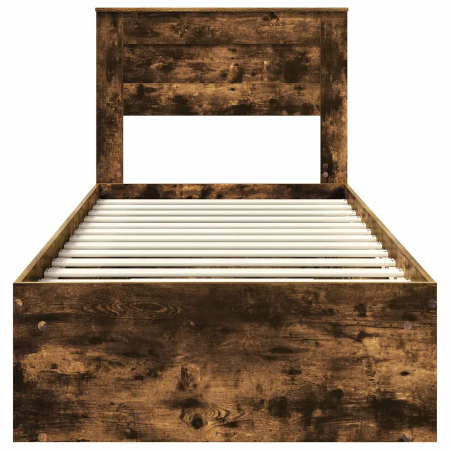 Cadre de lit Chêne fumé 90 x 200 cm Bois de pin massif - 7