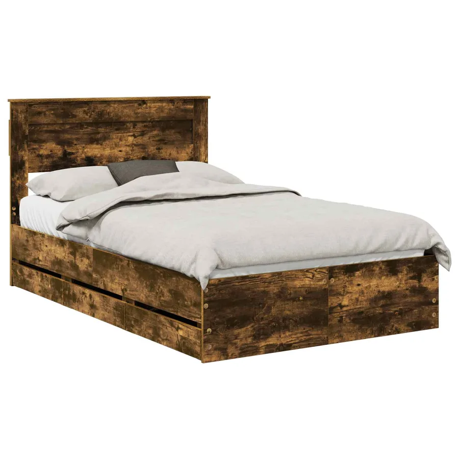 Cadre de lit Chêne fumé 120 x 200 cm Bois Ingénierie - 2