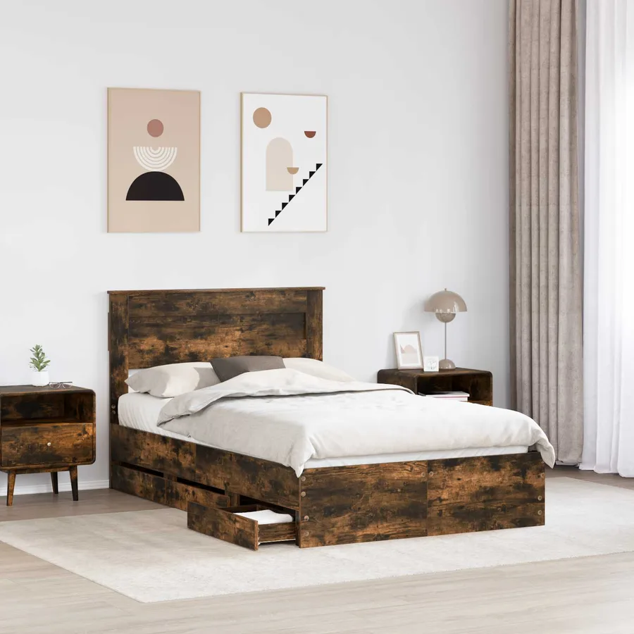 Cadre de lit Chêne fumé 120 x 200 cm Bois Ingénierie - 3