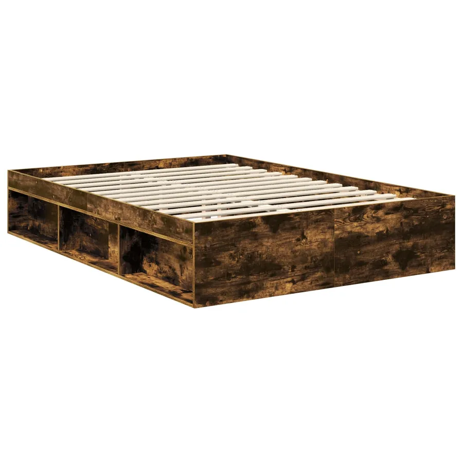 Cadre de lit Chêne fumé 140 x 190 cm Bois de pin massif - 5