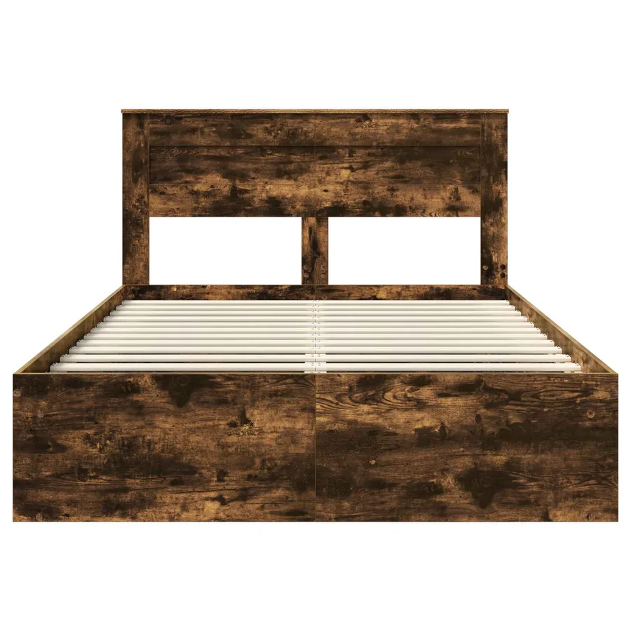 Cadre de lit Chêne fumé 140 x 190 cm Bois de pin massif - 7