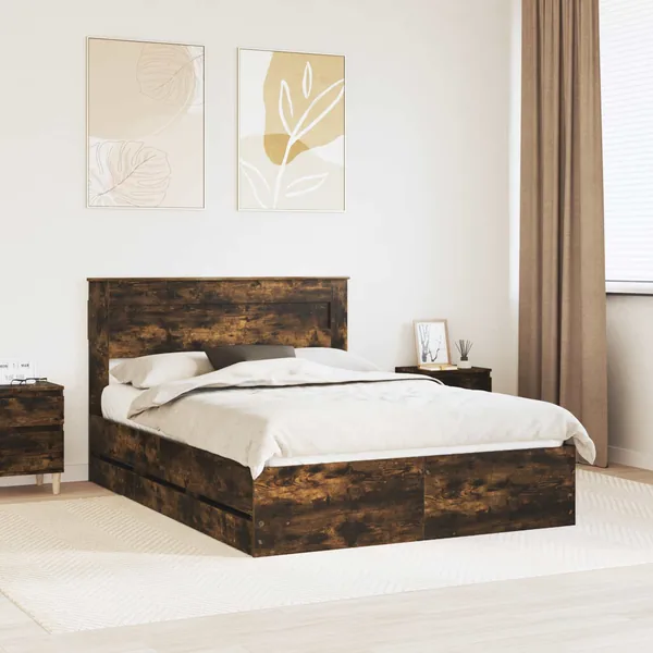 Cadre de lit Chêne fumé 140 x 200 cm Bois Ingénierie