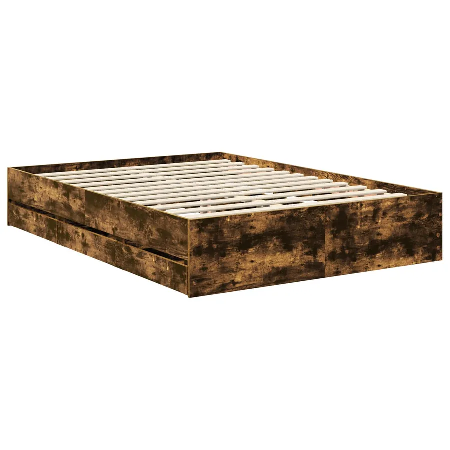 Cadre de lit Chêne fumé 140 x 200 cm Bois Ingénierie - 6