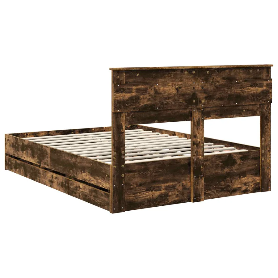 Cadre de lit Chêne fumé 140 x 200 cm Bois Ingénierie - 8