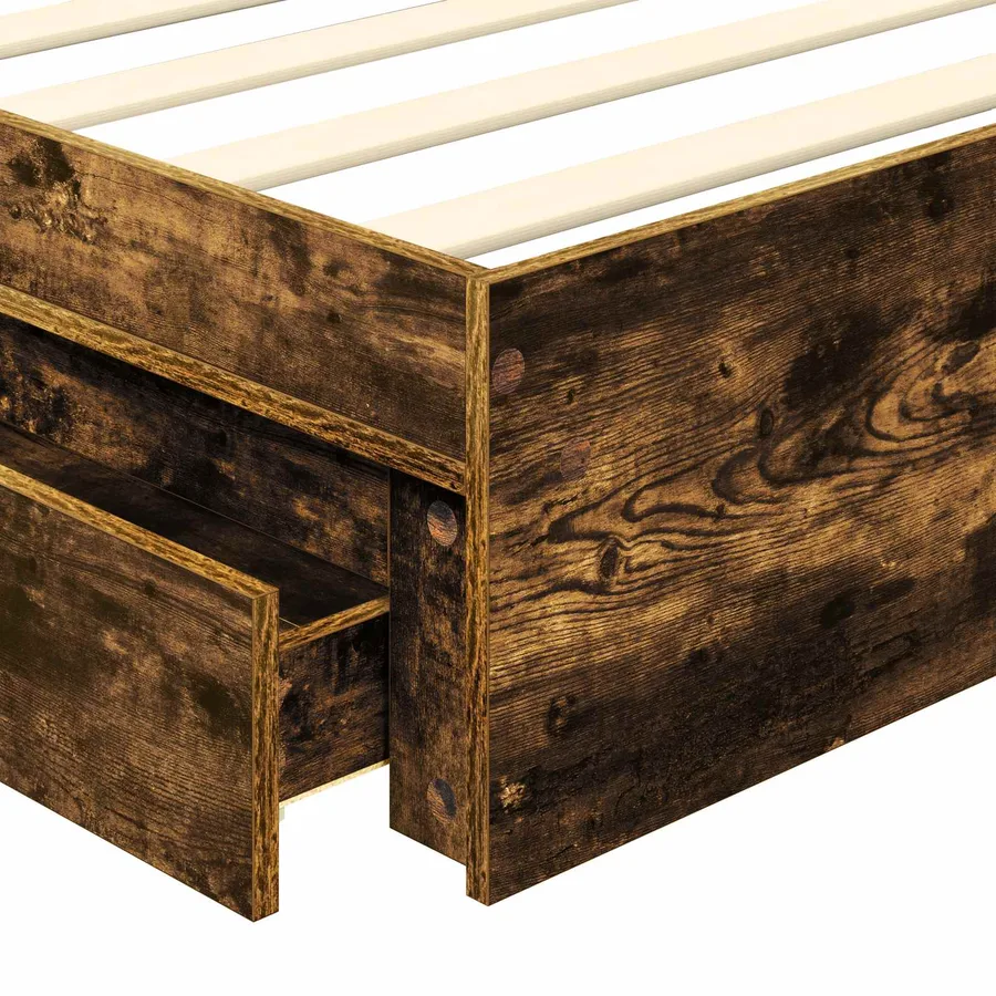 Lit de Rangement Chêne fumé 120 x 200 cm Bois d'ingénierie - 11