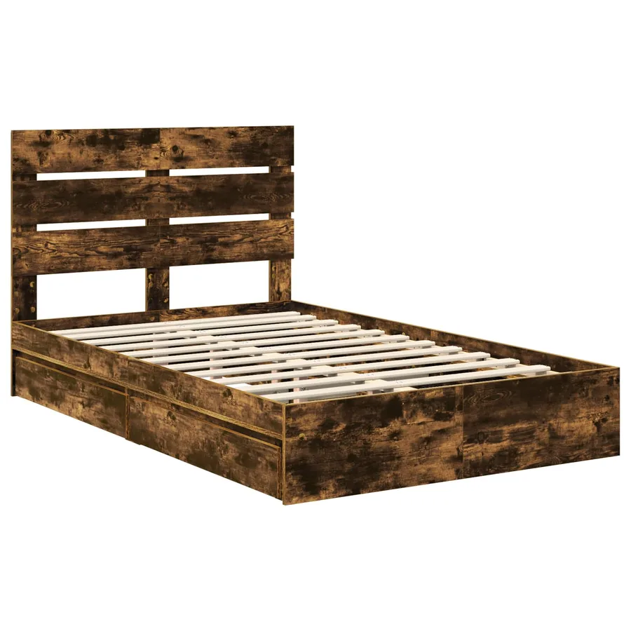 Lit de Rangement Chêne fumé 120 x 200 cm Bois d'ingénierie - 4