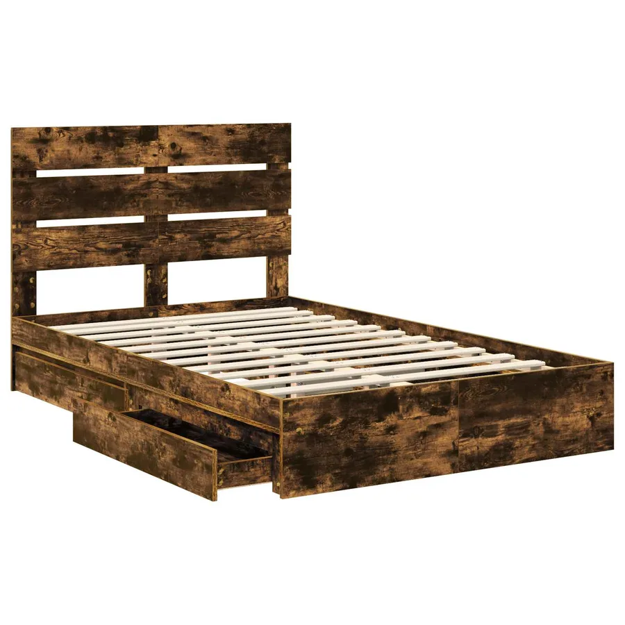 Lit de Rangement Chêne fumé 120 x 200 cm Bois d'ingénierie - 5
