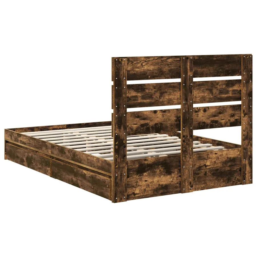 Lit de Rangement Chêne fumé 120 x 200 cm Bois d'ingénierie - 8