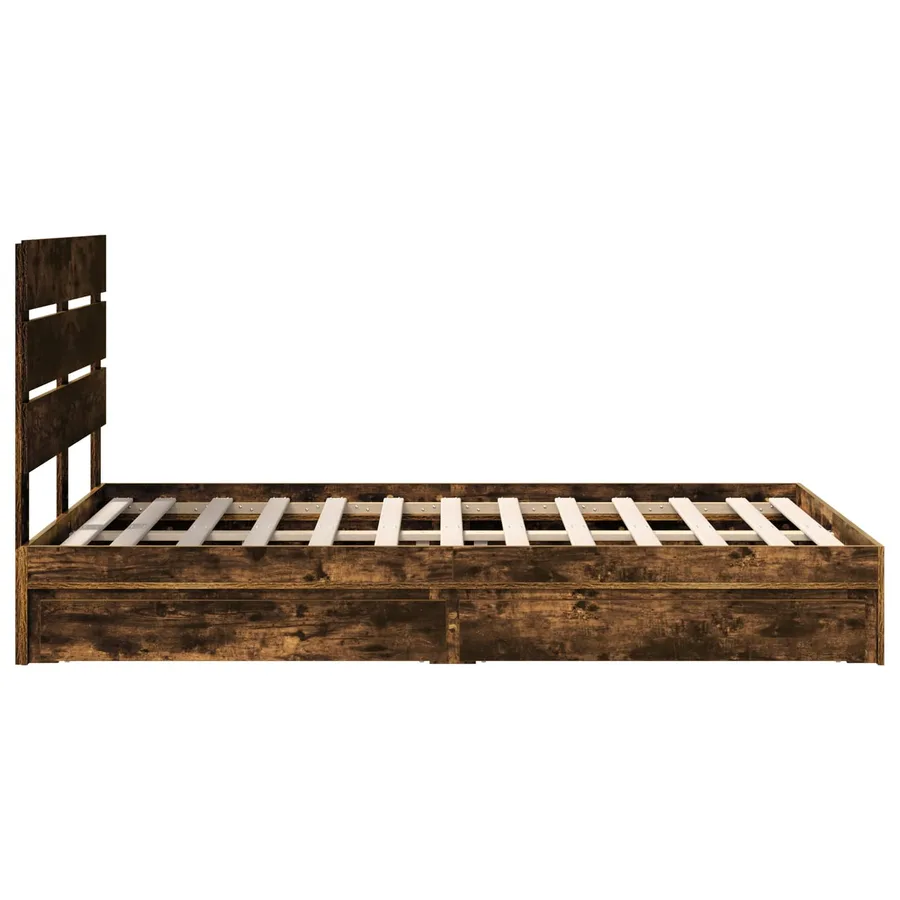 Lit de Rangement Chêne fumé 120 x 200 cm Bois d'ingénierie - 9