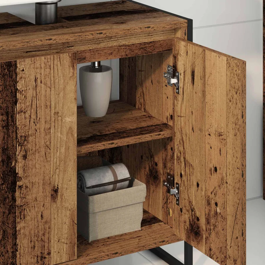 Cabinet de salle de bain avec porte Bois Ancien 60 x 30 x 60 cm - 4
