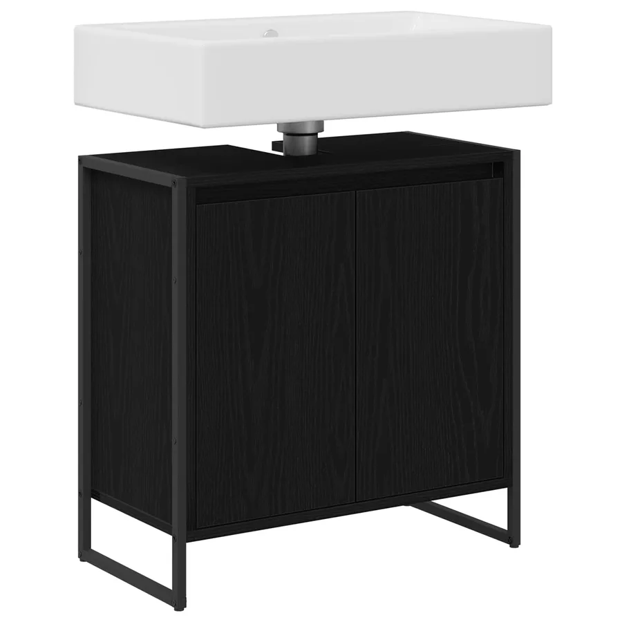 Cabinet de salle de bain avec porte Chêne noir 60 x 30 x 60 cm - 3