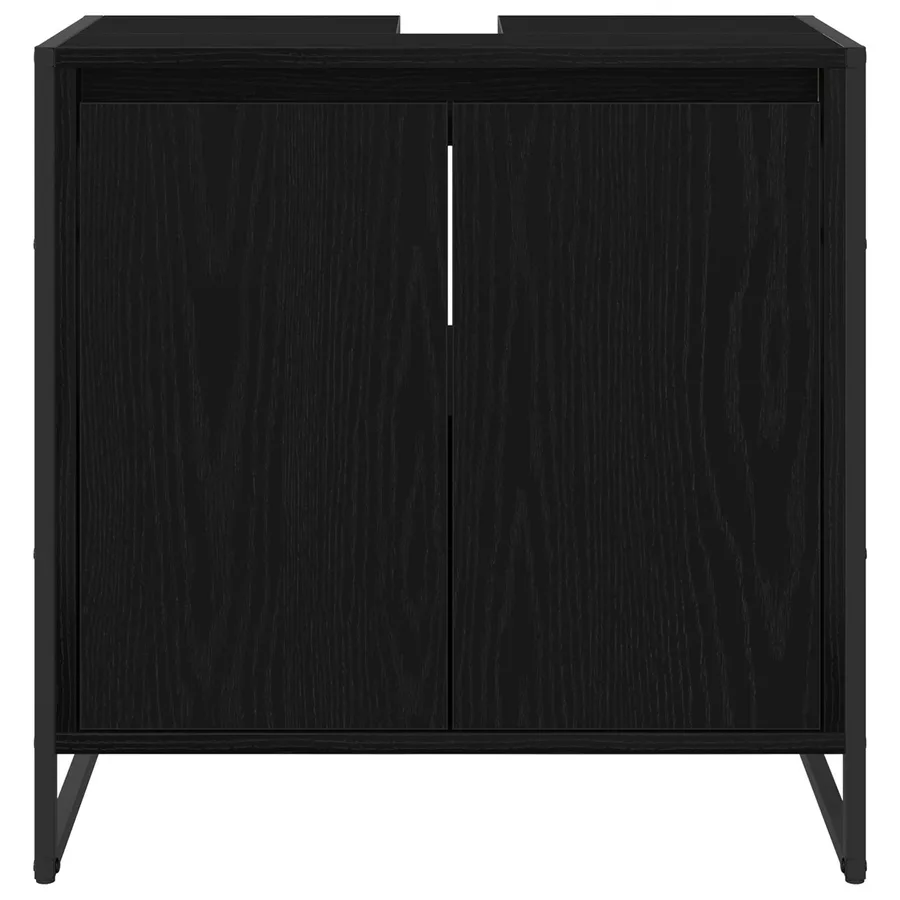 Cabinet de salle de bain avec porte Chêne noir 60 x 30 x 60 cm - 6