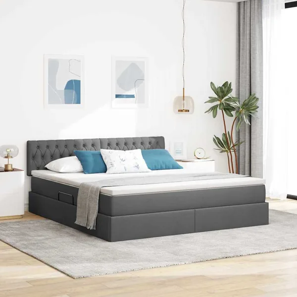 Lit avec rangement et matelas Gris foncé 180 x 200 cm