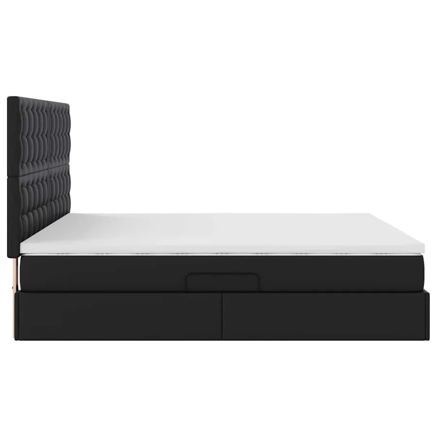 Lit avec rangement et LED Noir 180 x 200 cm Simili cuir - 6