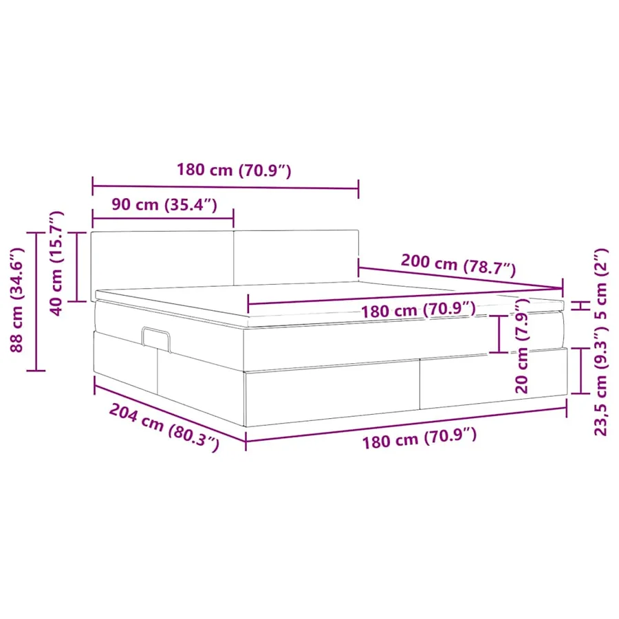 Lit de rangement LED avec matelas Gris foncé 180 x 200 cm - 16