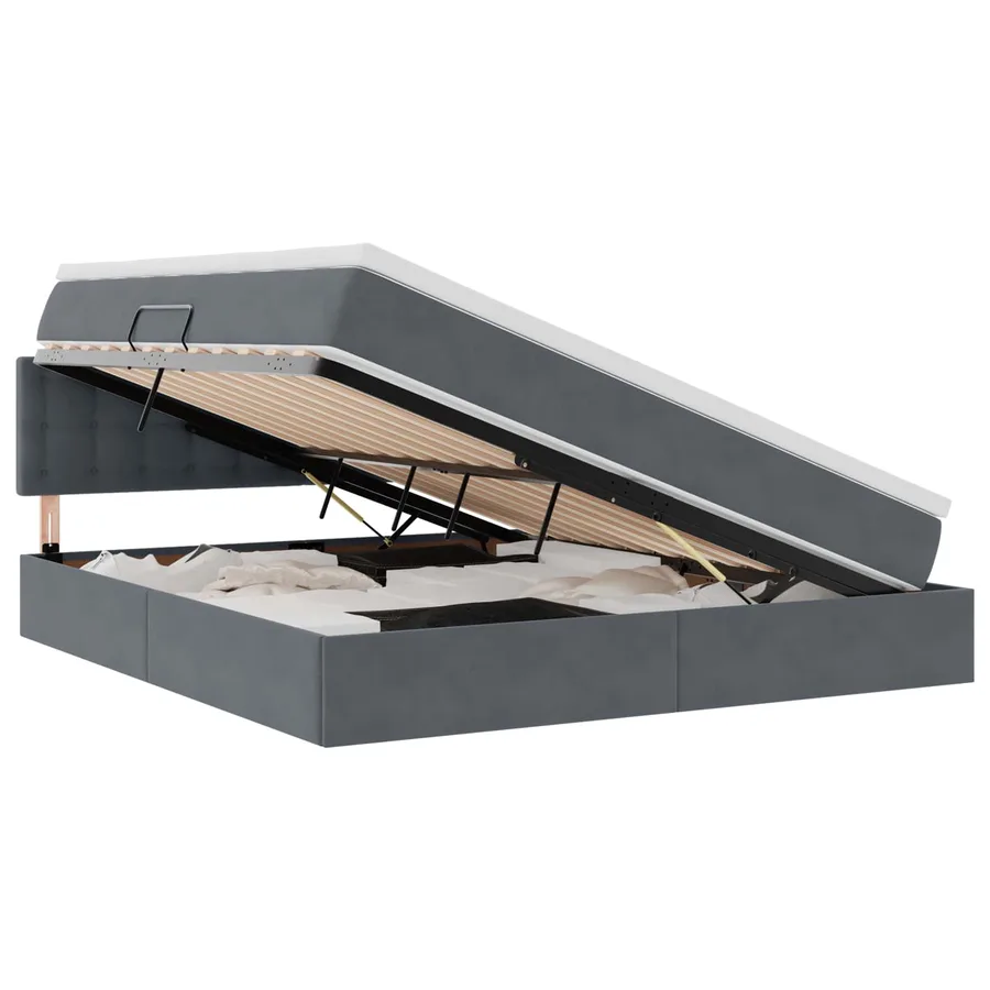 Lit de rangement LED avec matelas Gris foncé 180 x 200 cm - 2