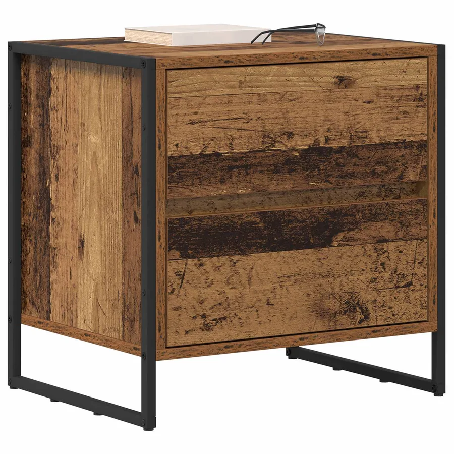 Table de chevet avec tiroir 2 pcs Bois Ancien 50 x 39,5 x 50 cm - 3