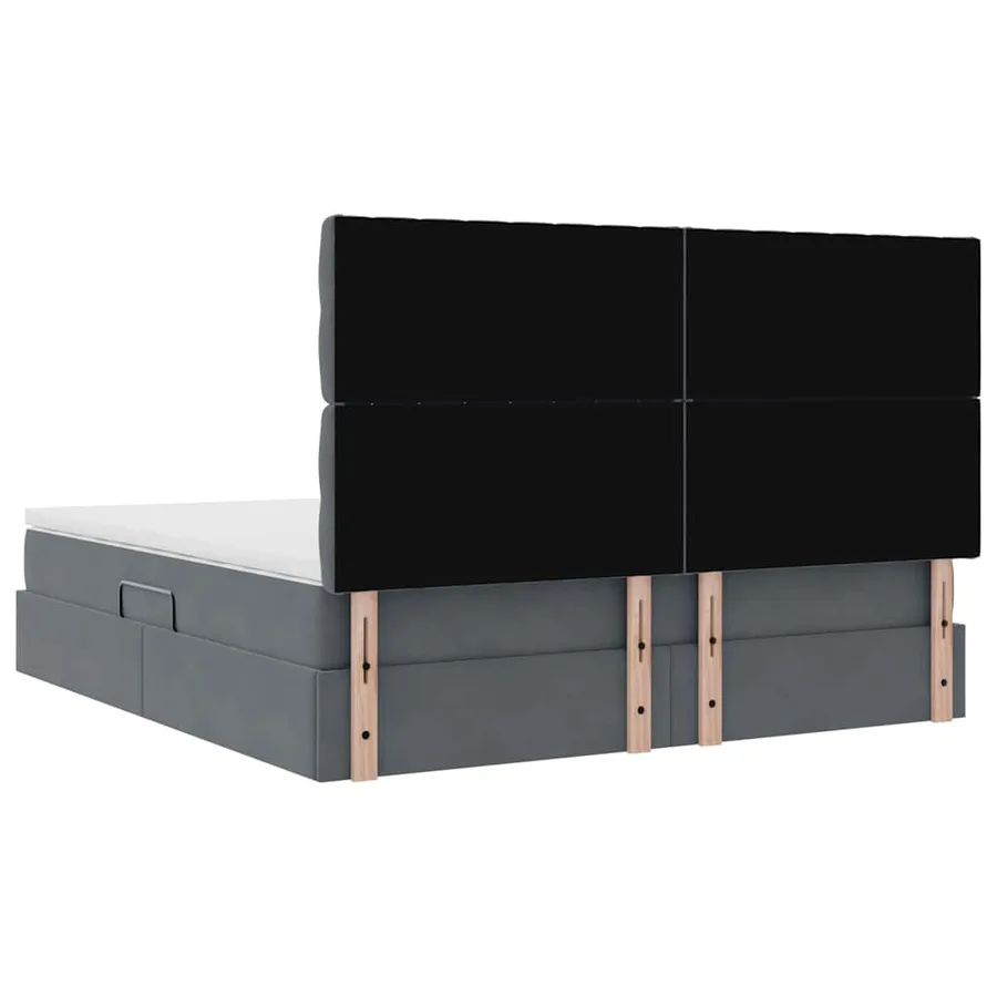 Lit avec rangement et matelas Gris foncé 180 x 200 cm Velours - 11