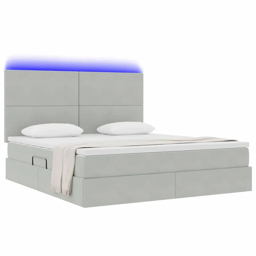 Lit de rangement LED avec matelas Gris clair 180 x 200 cm - 3