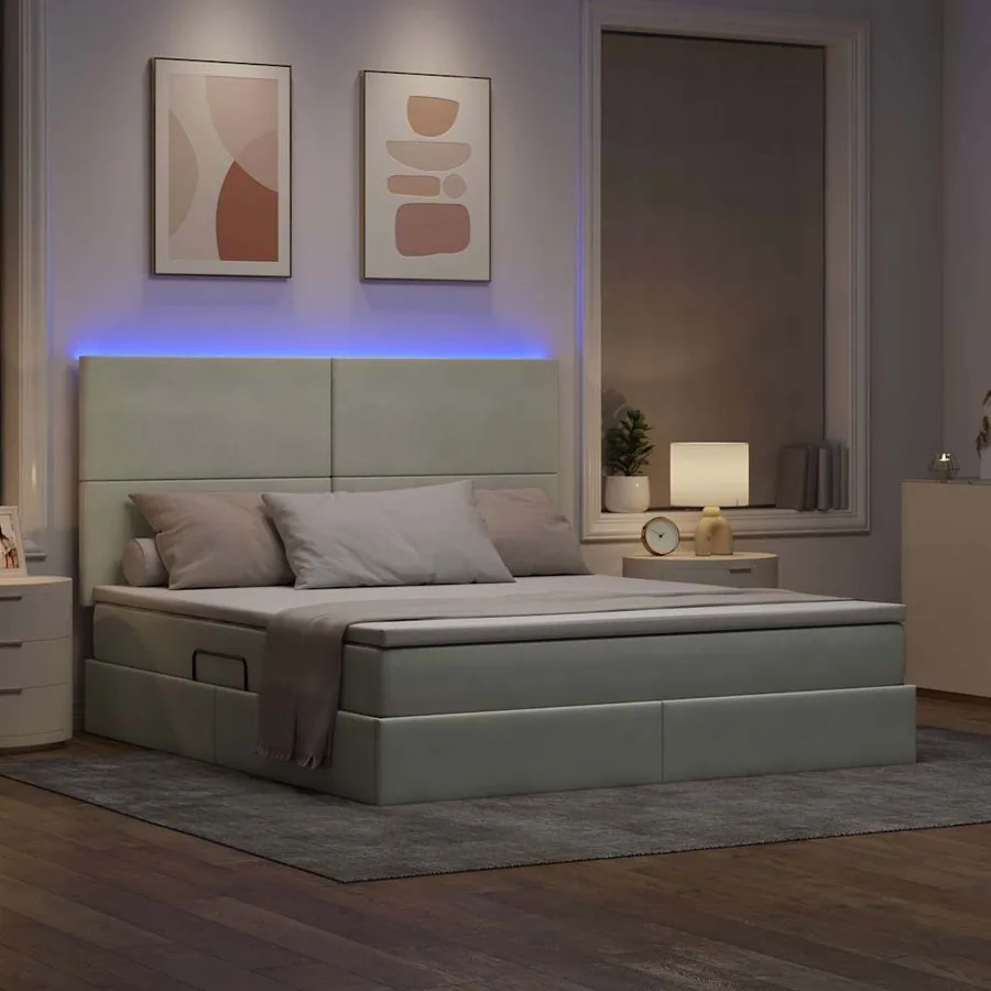 Lit de rangement LED avec matelas Gris clair 180 x 200 cm - 5