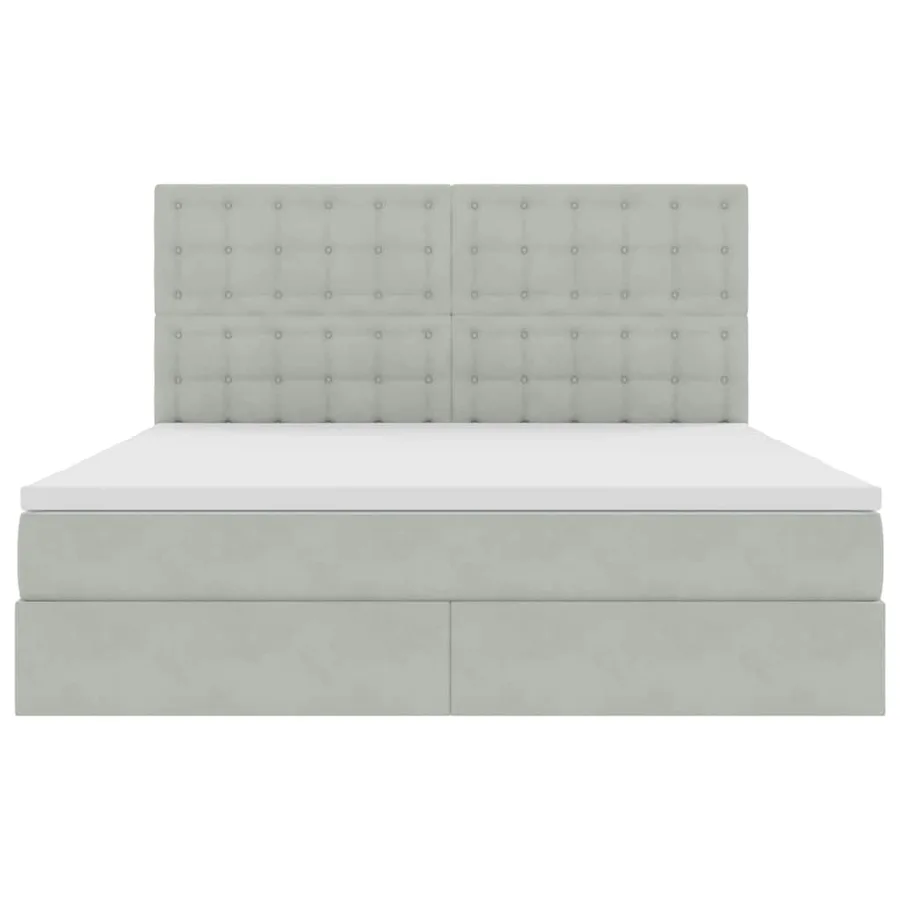 Lit avec rangement et matelas Gris clair 180 x 200 cm Velours - 7