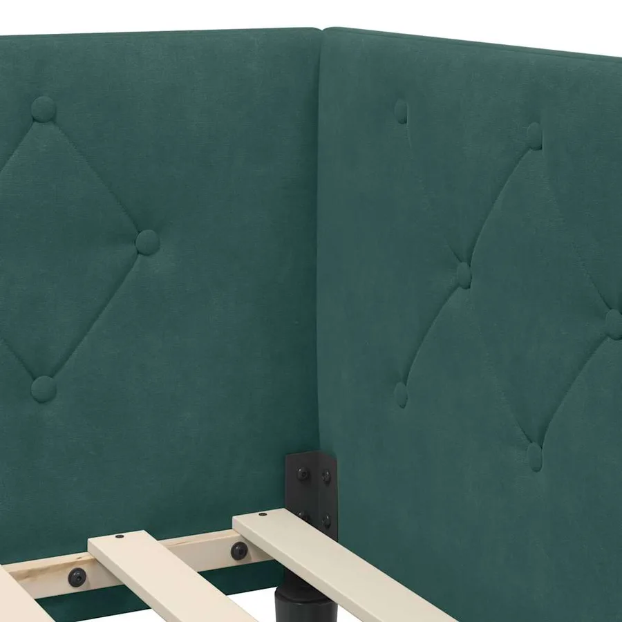 Cadre de lit d'angle Vert foncé 90 x 200 cm Velours - 10