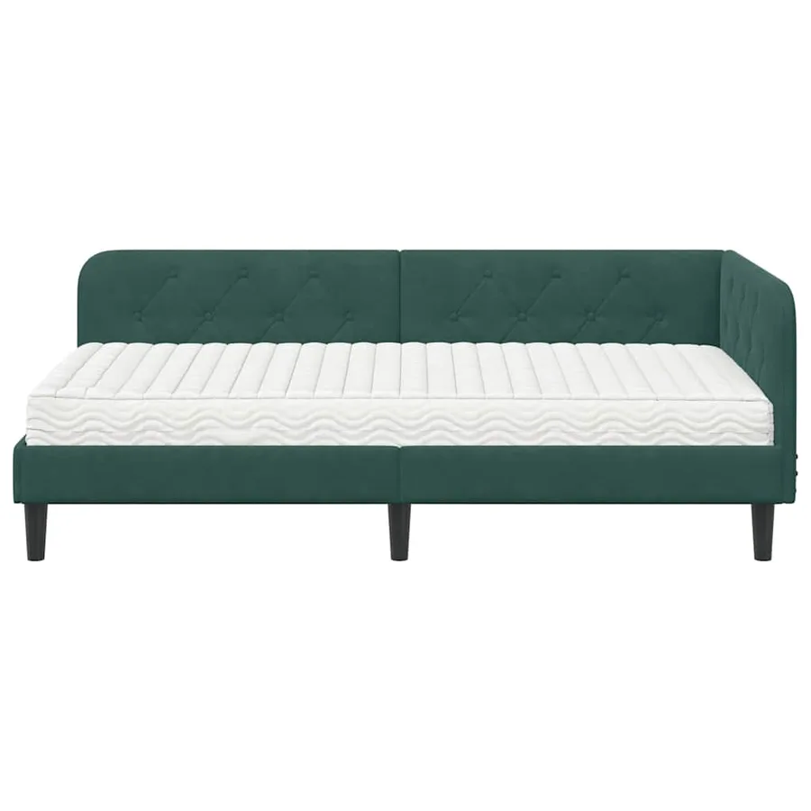 Cadre de lit d'angle Vert foncé 90 x 200 cm Velours - 5