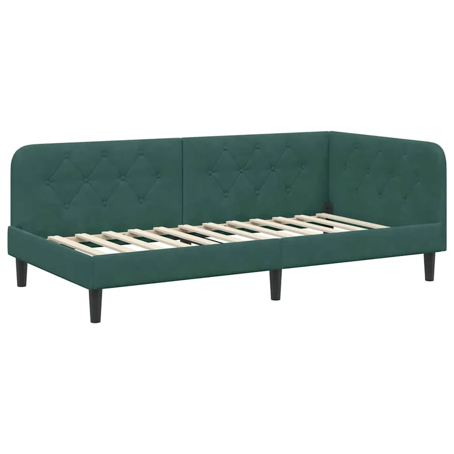 Cadre de lit d'angle Vert foncé 90 x 200 cm Velours - 6