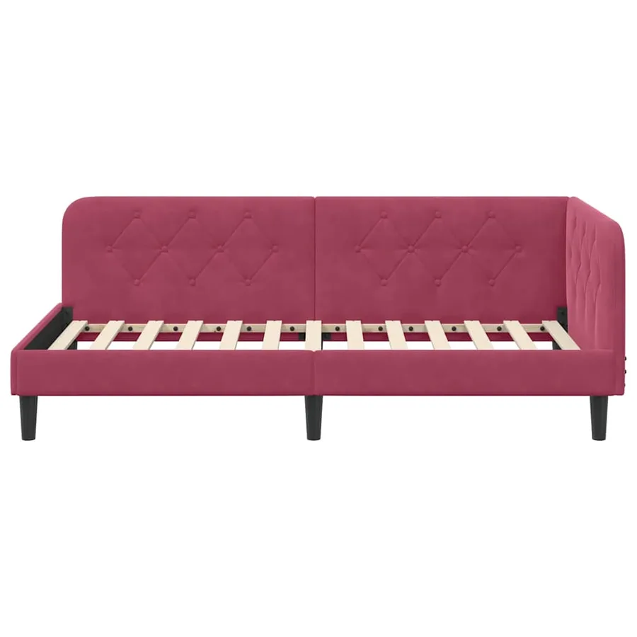 Cadre de lit d'angle Bordeaux 90 x 200 cm Velours - 5