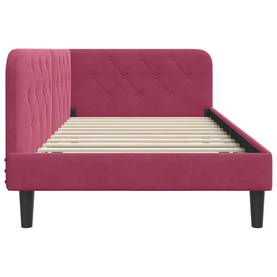 Cadre de lit d'angle Bordeaux 90 x 200 cm Velours - 6
