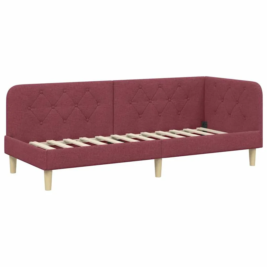 Cadre de lit d'angle Bordeaux 80 x 200 cm tissu - 2