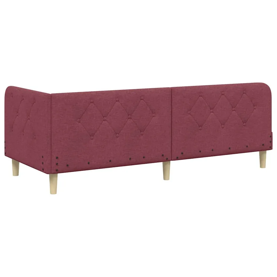 Cadre de lit d'angle Bordeaux 80 x 200 cm tissu - 7