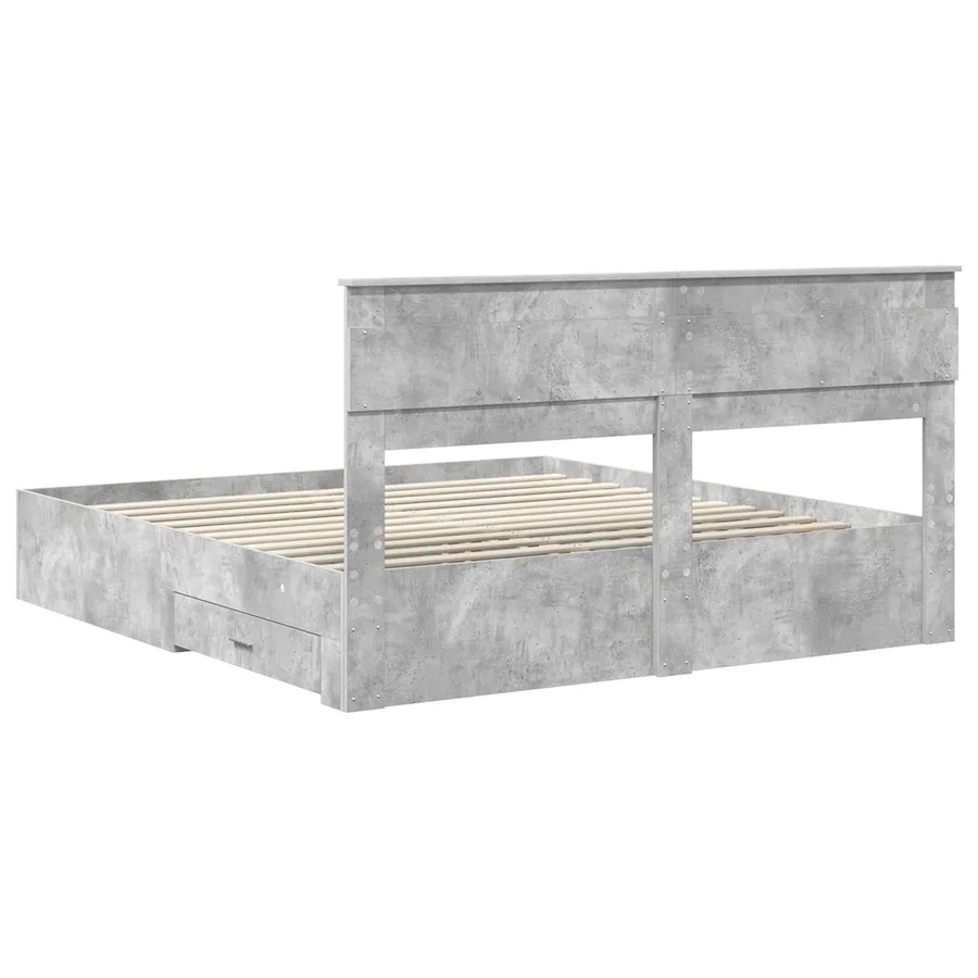 Cadre de lit Gris béton 180 x 200 cm Bois d'ingénierie - 8