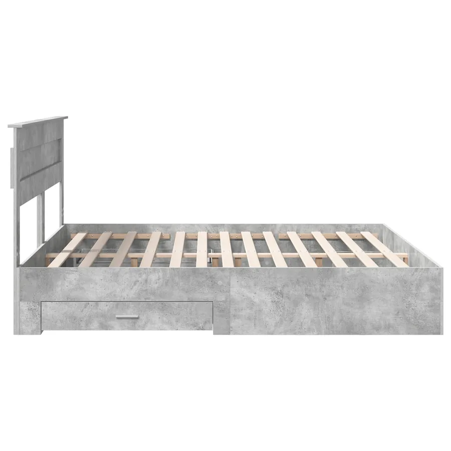 Cadre de lit Gris béton 180 x 200 cm Bois d'ingénierie - 9