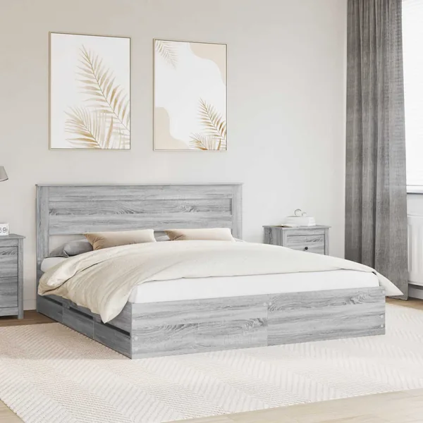 Cadre de lit Gris Sonoma 180 x 200 cm Bois Ingénierie