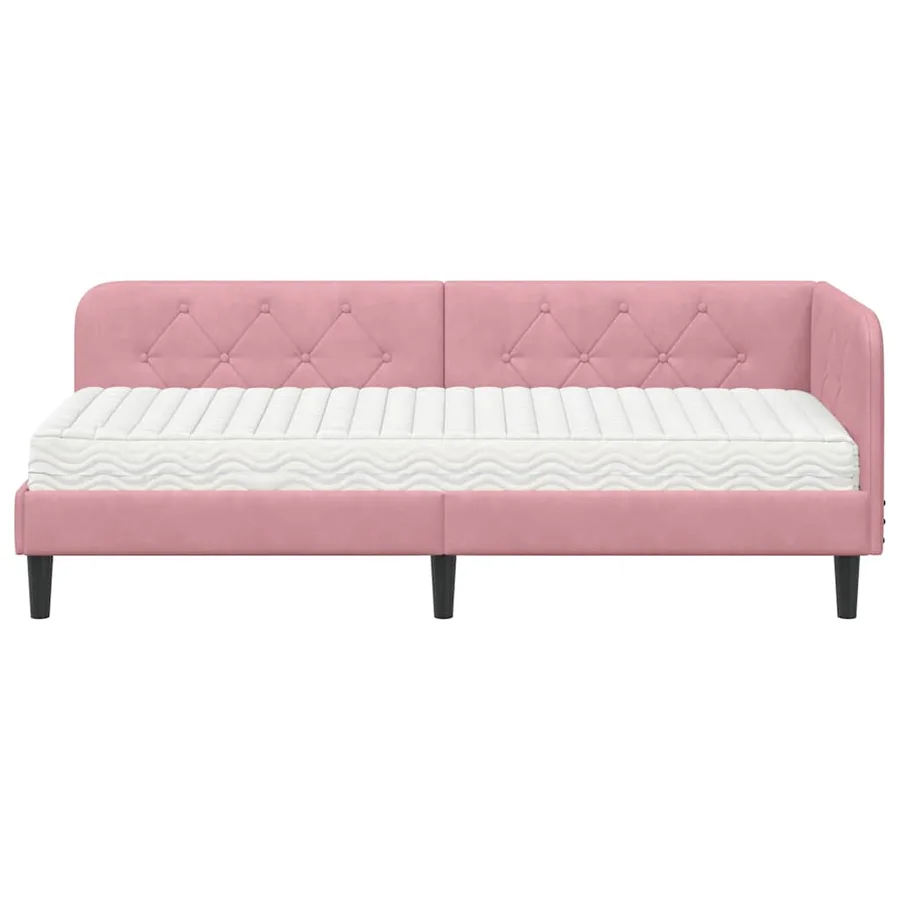 Cadre de lit d'angle Rose 80 x 200 cm Velours - 5