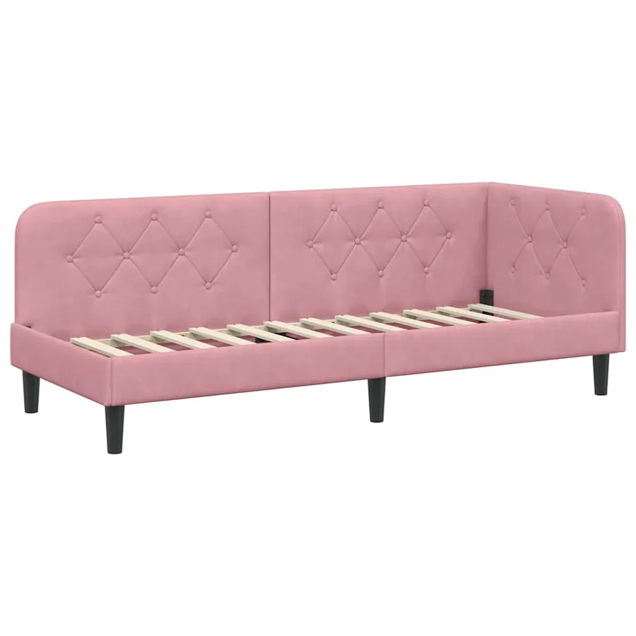 Cadre de lit d'angle Rose 80 x 200 cm Velours - 6