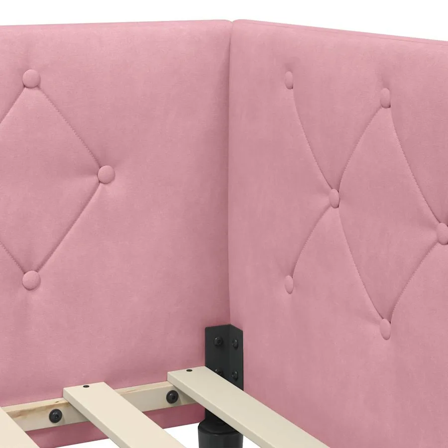 Cadre de lit d'angle Rose 80 x 200 cm Velours - 8
