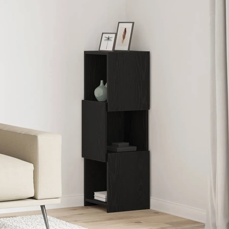 Meuble d'angle Chêne noir 30,5x30x95cm Bois d'ingénierie