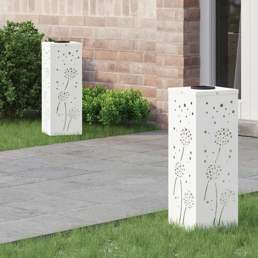 Lumière de chemin LED solaire 2 pcs Blanc chaud 18 x 18 x 50 cm