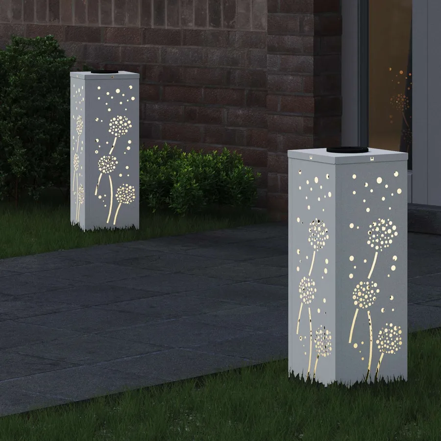 Lumière de chemin LED solaire 2 pcs Blanc chaud 18 x 18 x 50 cm - 3