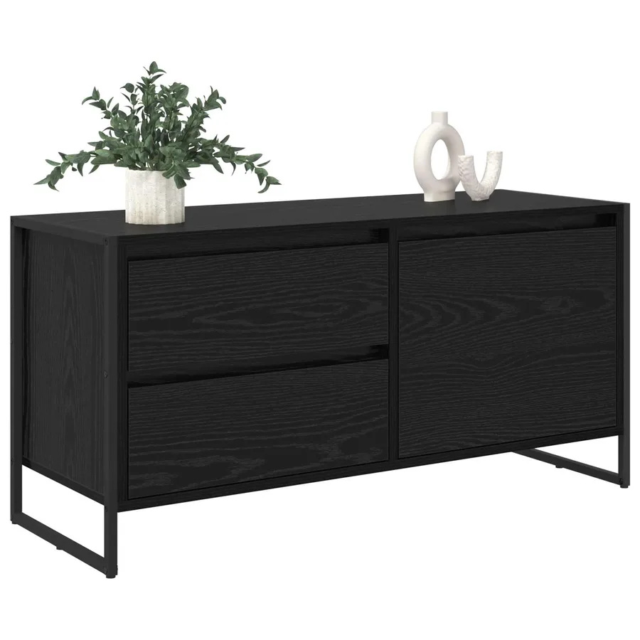 Meuble TV Chêne noir 100 x 36 x 49.5 cm Bois d'ingénierie - 3