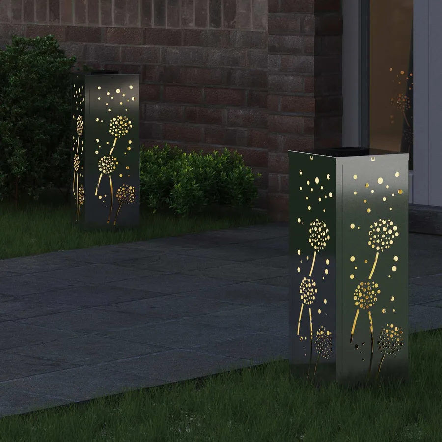 Lumière de chemin LED solaire 2 pcs Blanc chaud 18 x 18 x 50 cm - 3