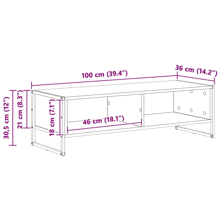 Meuble TV 100 x 36,5 x 30,5 cm Chêne artisan Bois d'ingénierie - 11