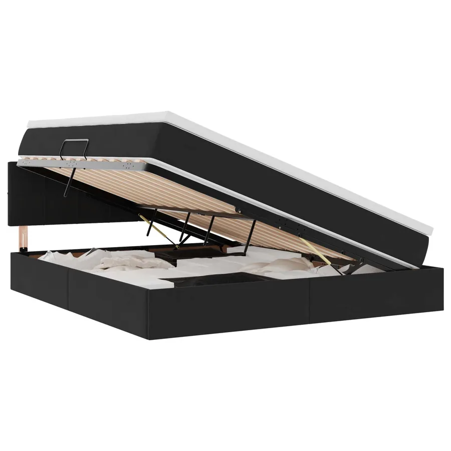 Lit de Rangement avec matelas Noir 180 x 200 cm Velours - 2