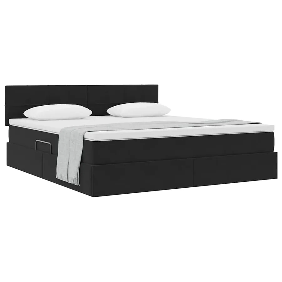 Lit de Rangement avec matelas Noir 180 x 200 cm Velours - 3
