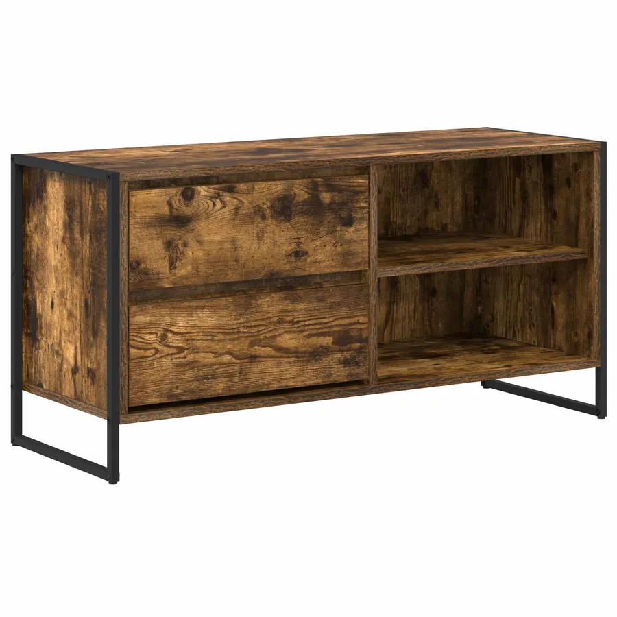 Meuble TV Chêne Fumé 100 x 36 x 49,5 cm Bois d'ingénierie - 2