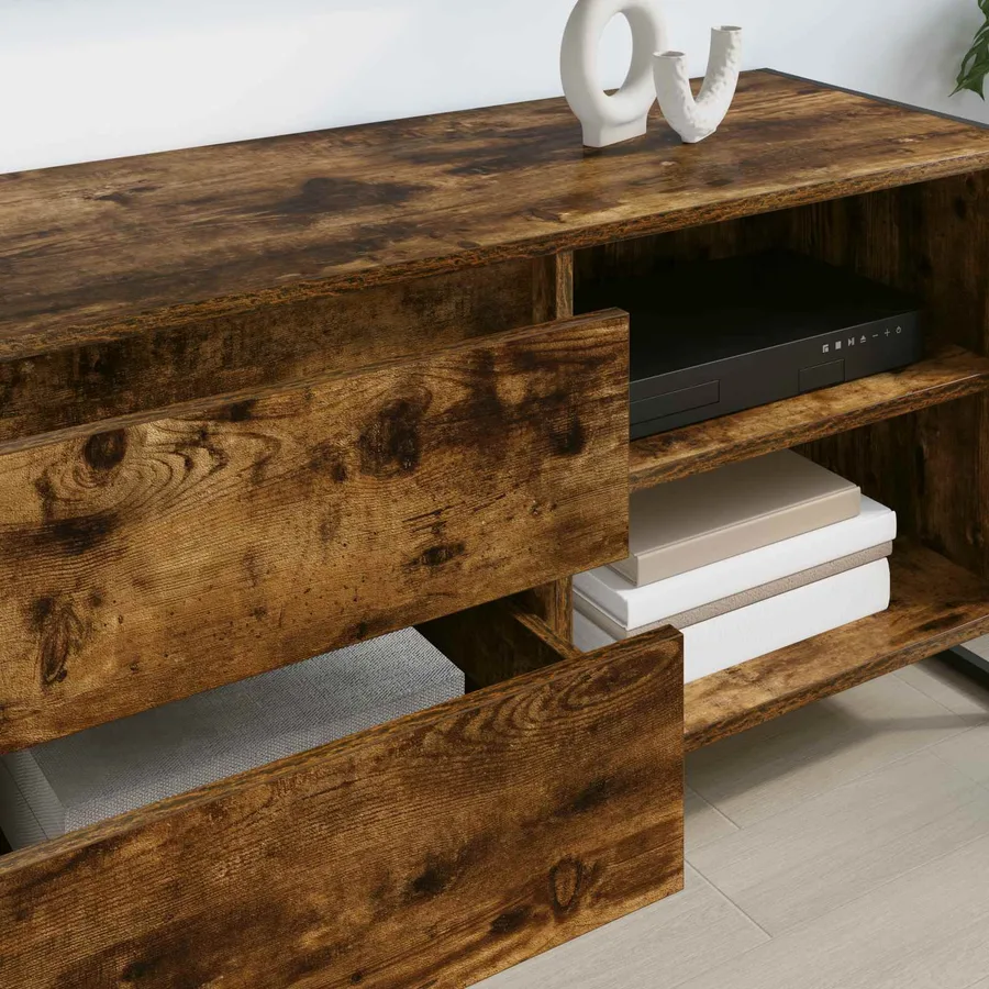 Meuble TV Chêne Fumé 100 x 36 x 49,5 cm Bois d'ingénierie - 4